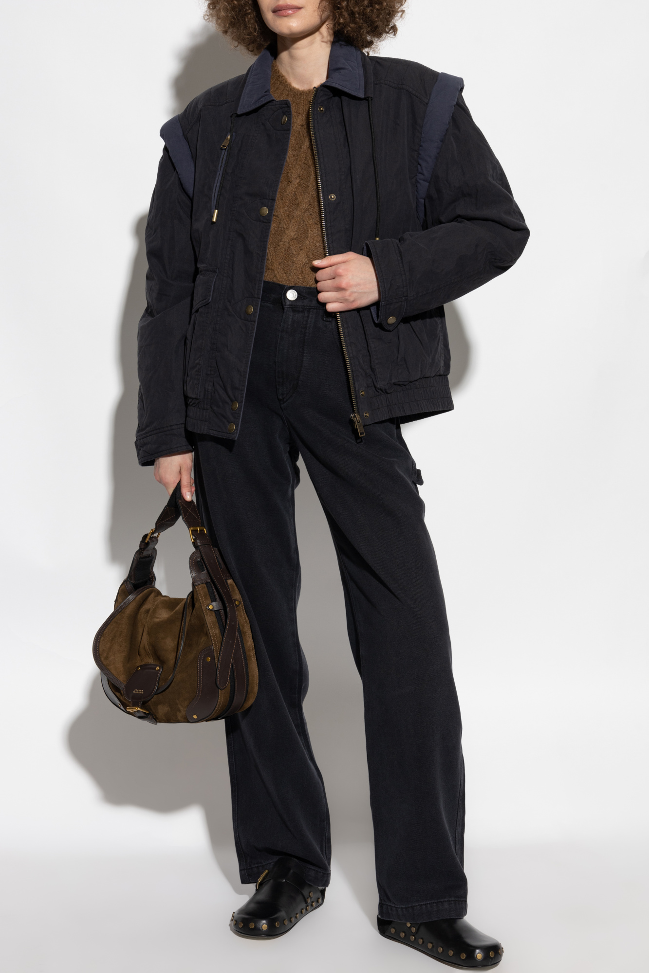 【新品タグ付き】MARANT ÉTOILE ジャケット MARANT ÉTOILE Josialo belted frayed cotton-blend jacquard